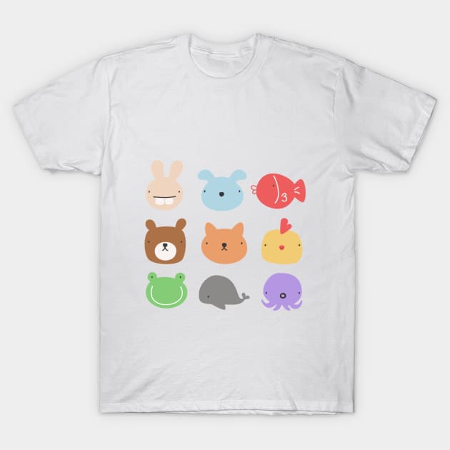 Animal Stickers T-Shirt by xiuen